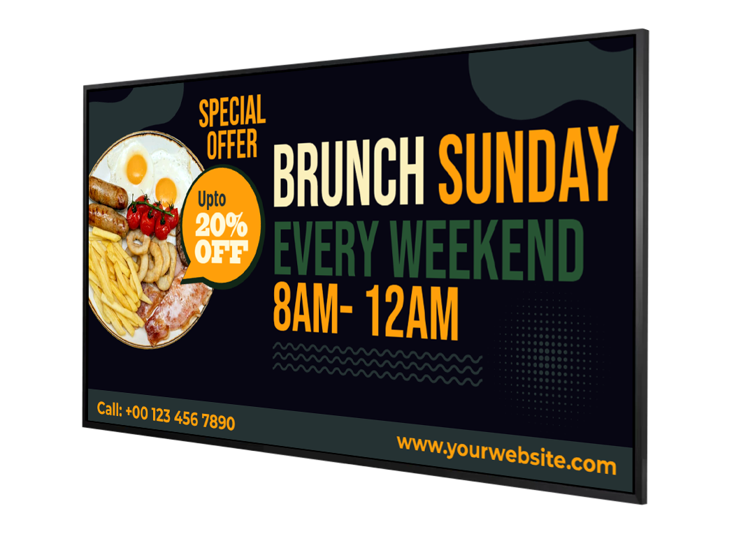 Brand new brunch digital menu display board from HD2Menus