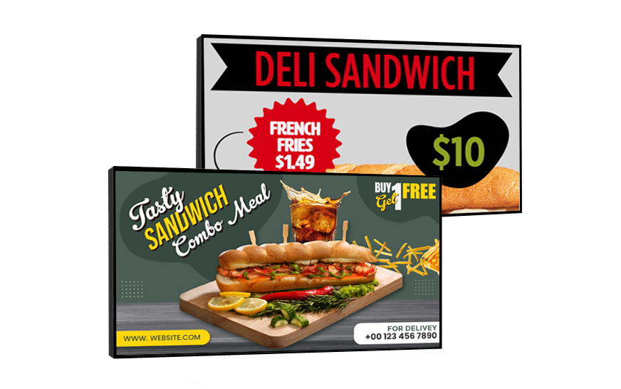 Creative deli food menu digital signage design