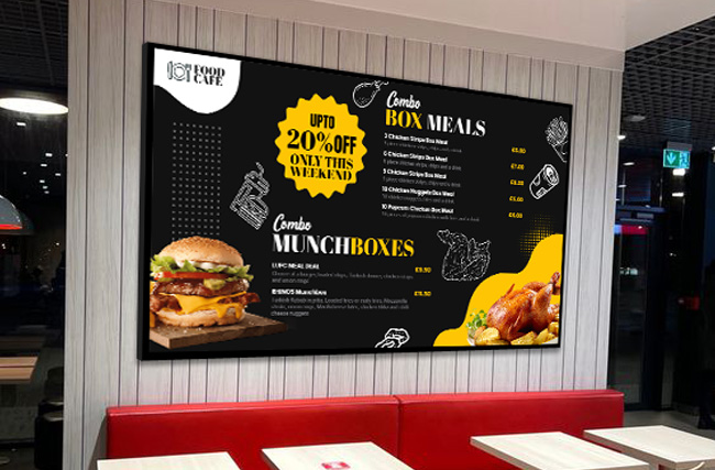 Display lunch-hour deals on time with MenuRepo digital signage menu