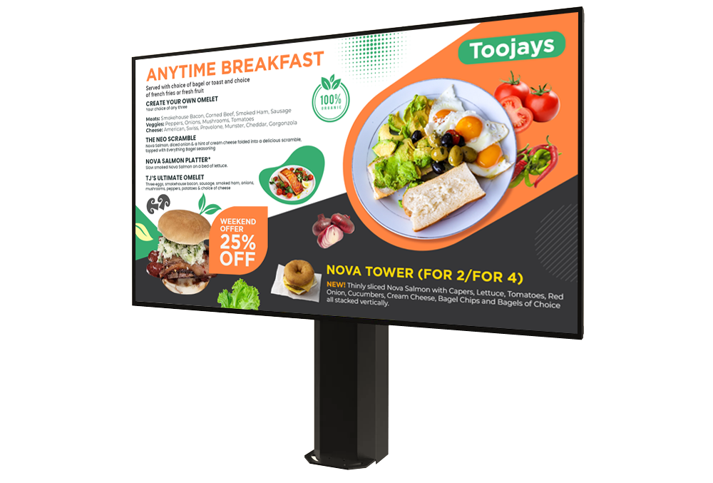 Eye-catching breakfast brunch digital menu for your cafe’s signage display