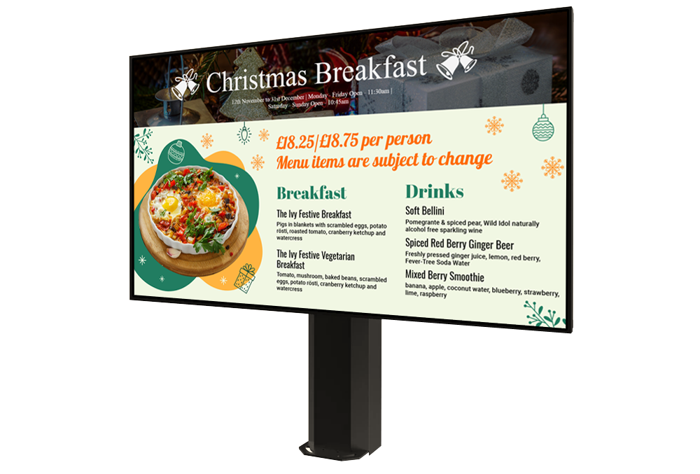 Eye-catching breakfast menu by digital signage software free