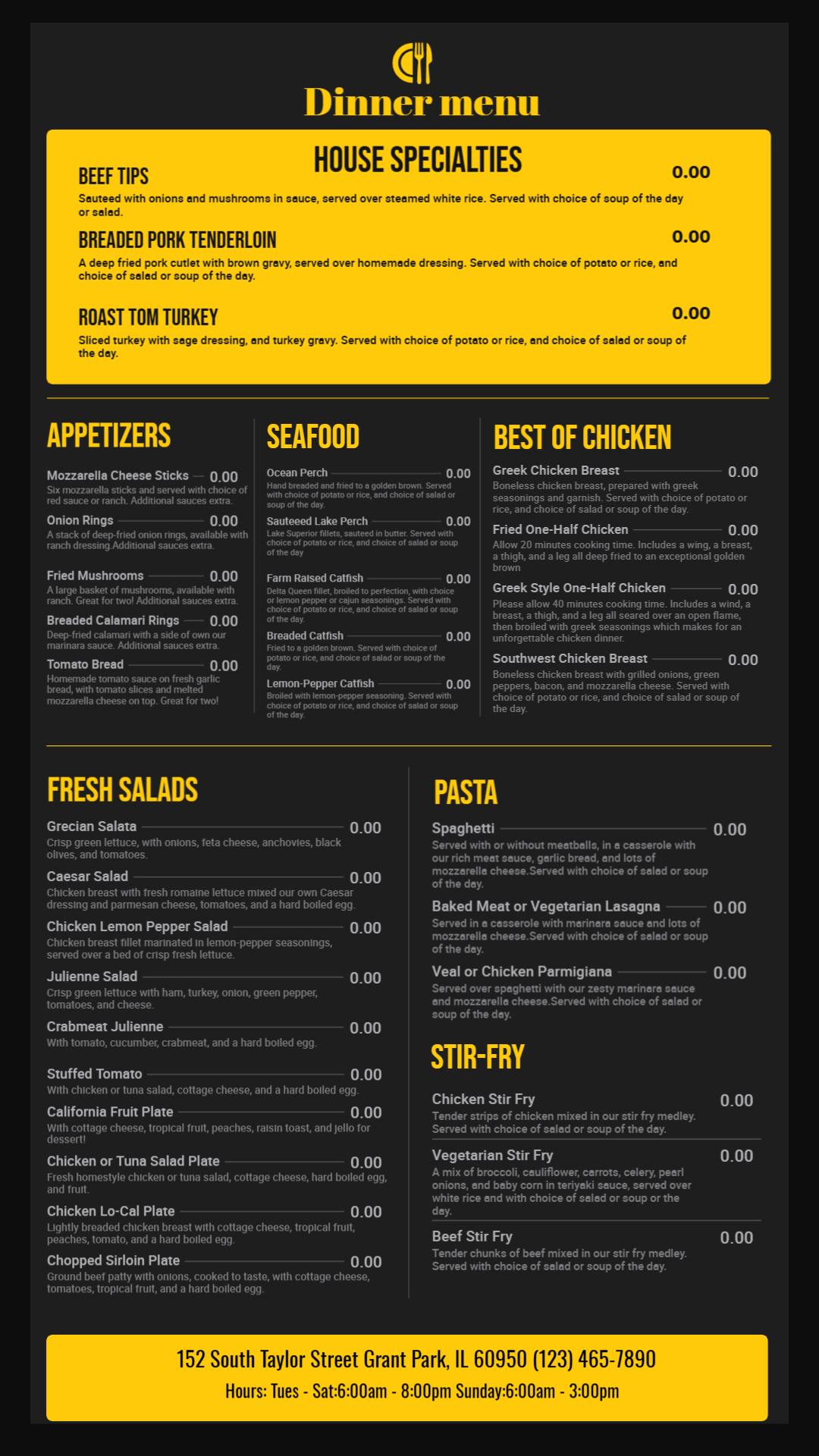 Dinner Menu Template