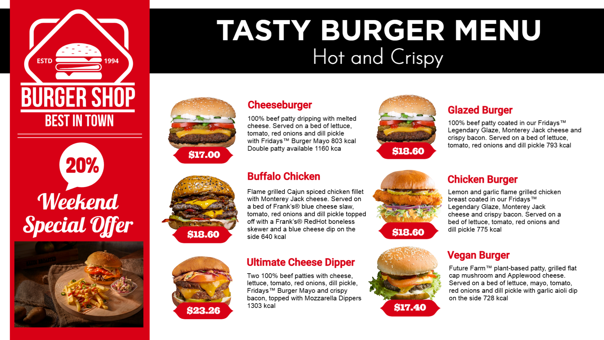 Burger Combo menu design
