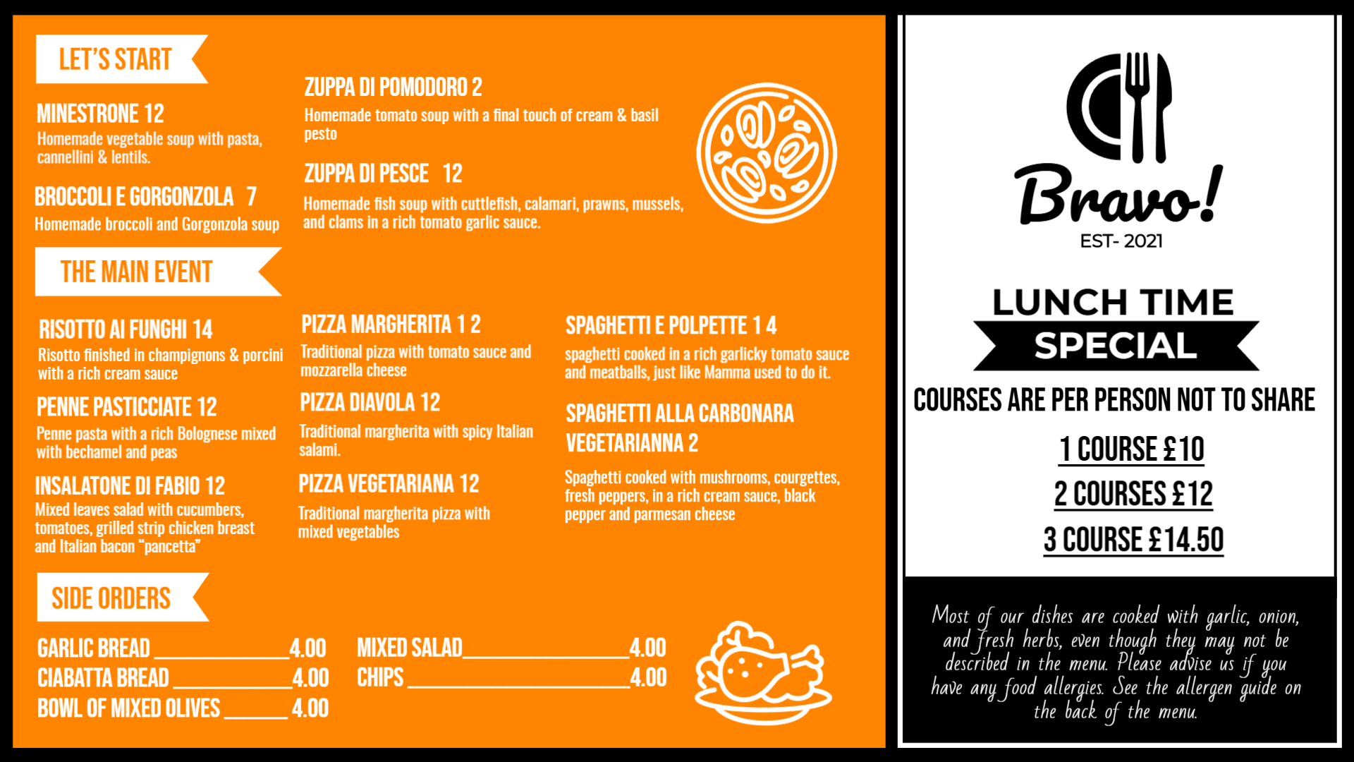 Lunch menu template for digital signage