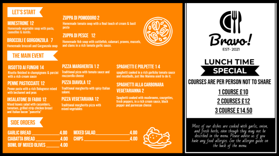 Lunch menu template for digital signage
