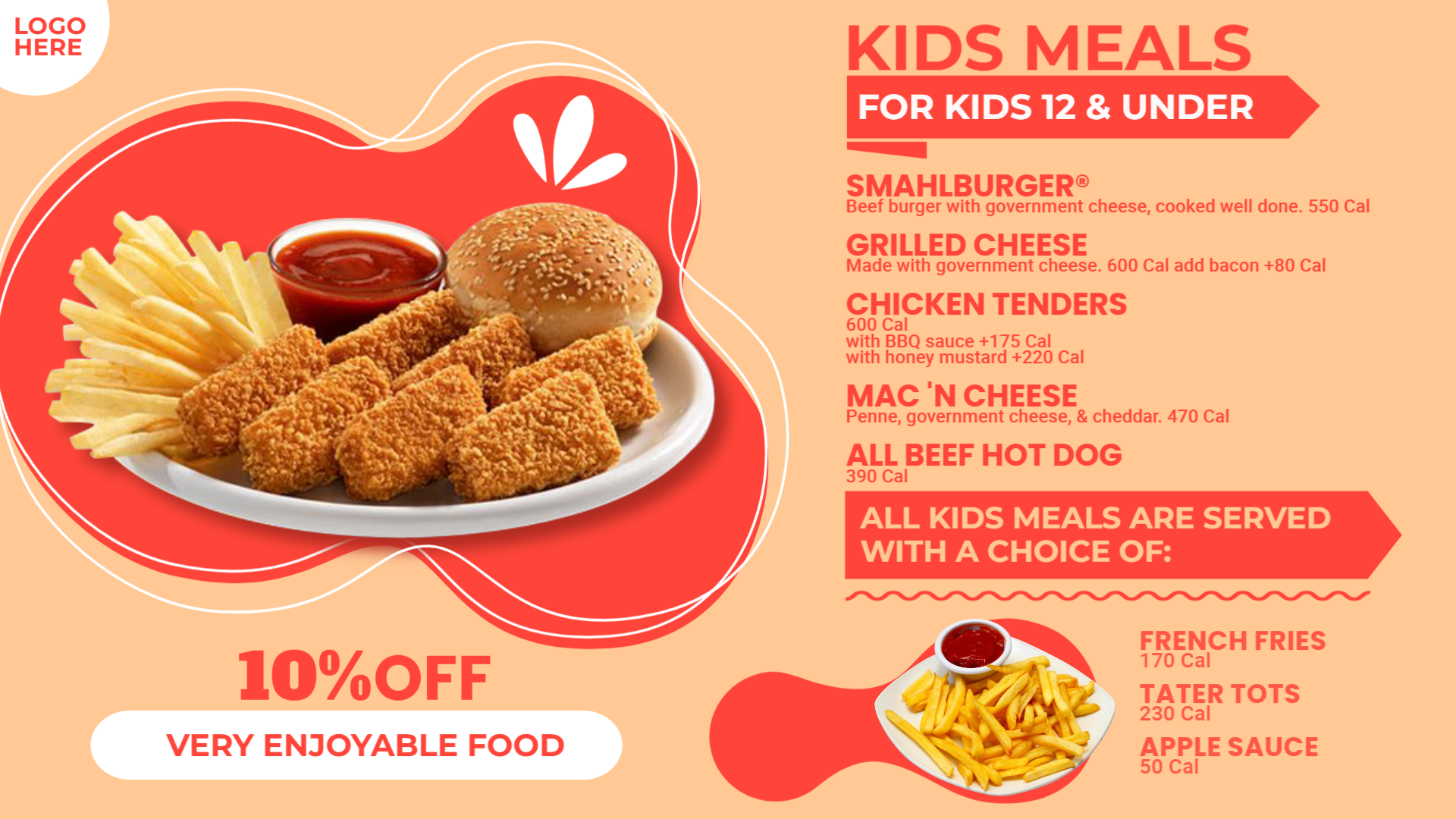 Kids menu template