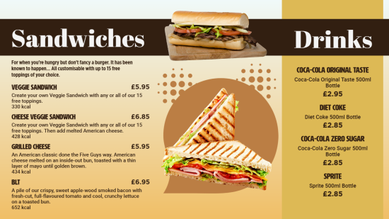Sandwich Digital menu Template