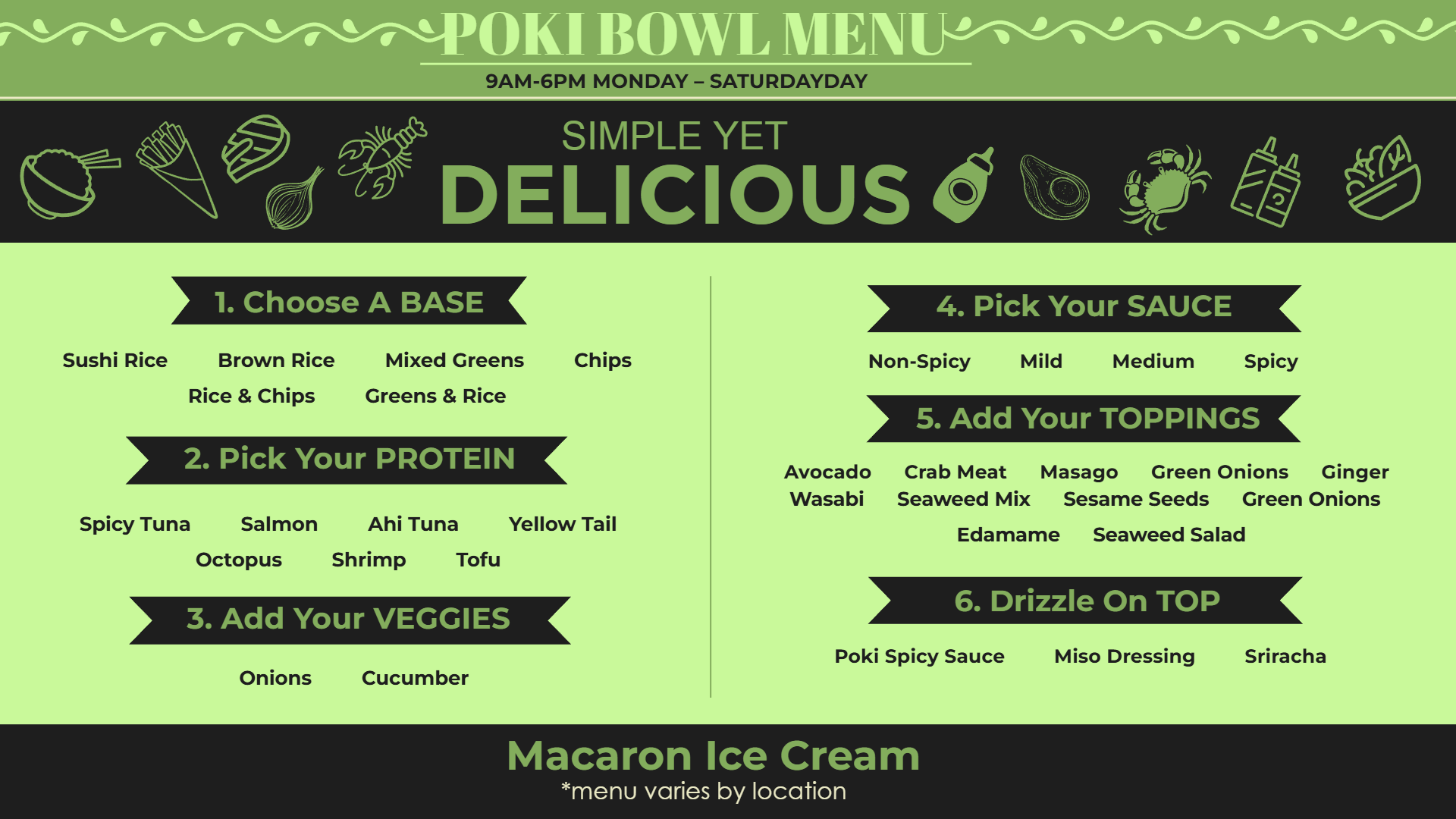 Poke Bowl signage menu Template Ideas