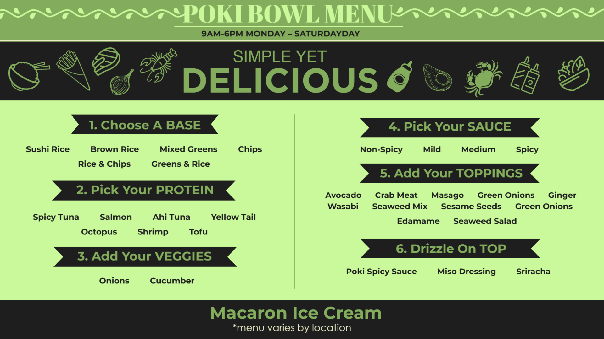 Poke Bowl signage menu Template Ideas