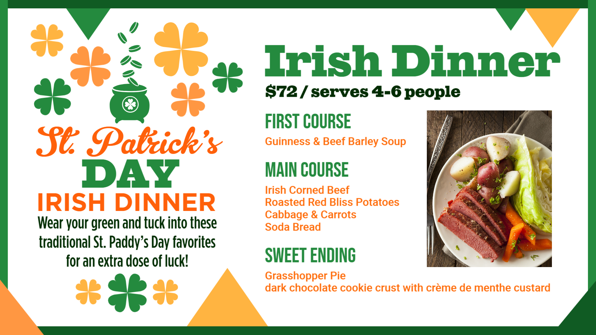 St. Patrick's Day menu design
