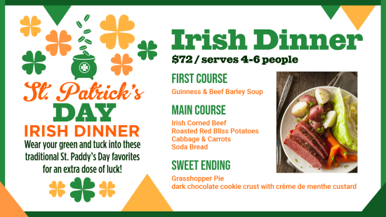 St. Patrick's Day Menu