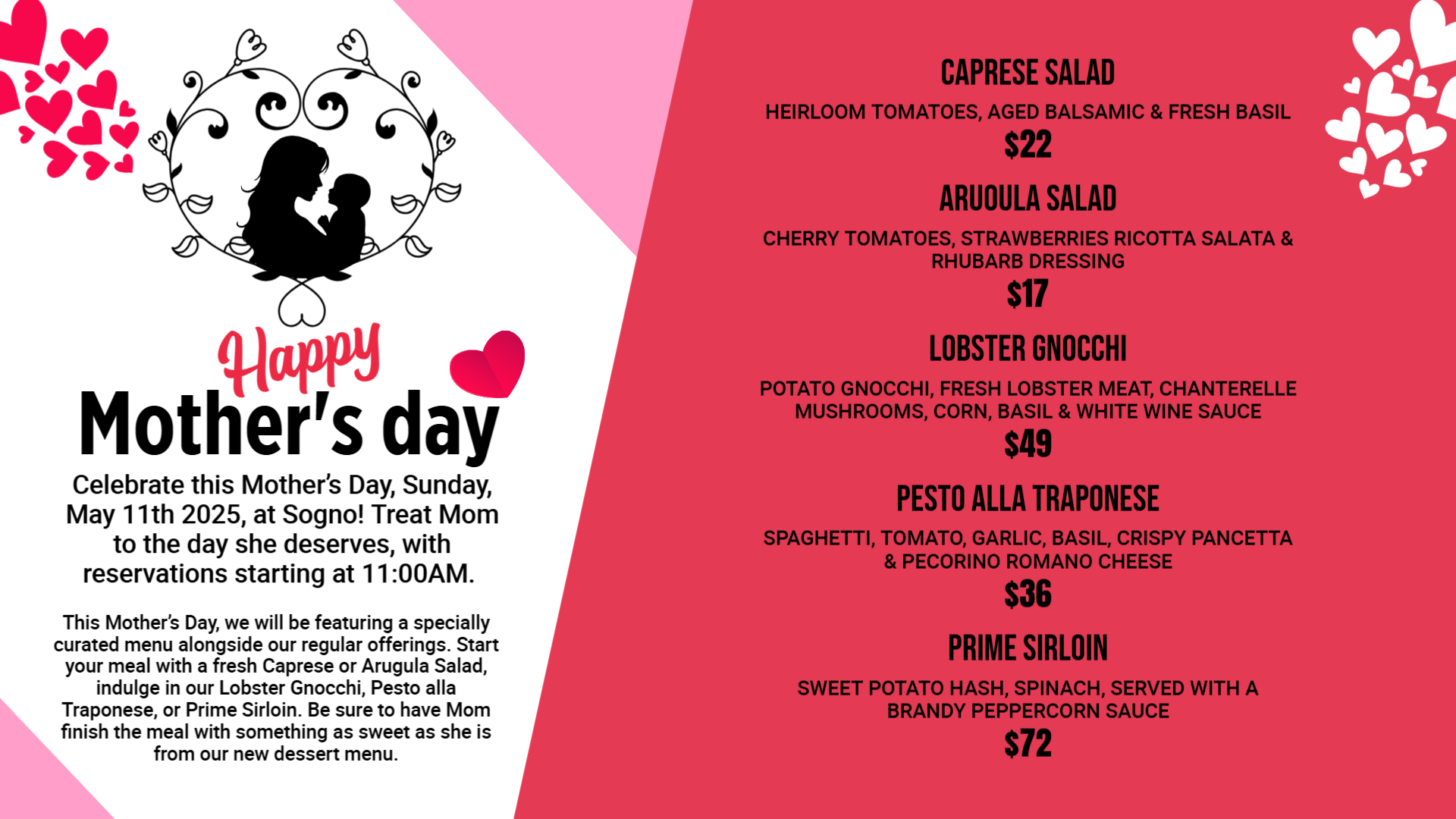 Best Mother's day Menu design Template