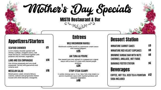 Happy Mother's Day Menu design Ideas