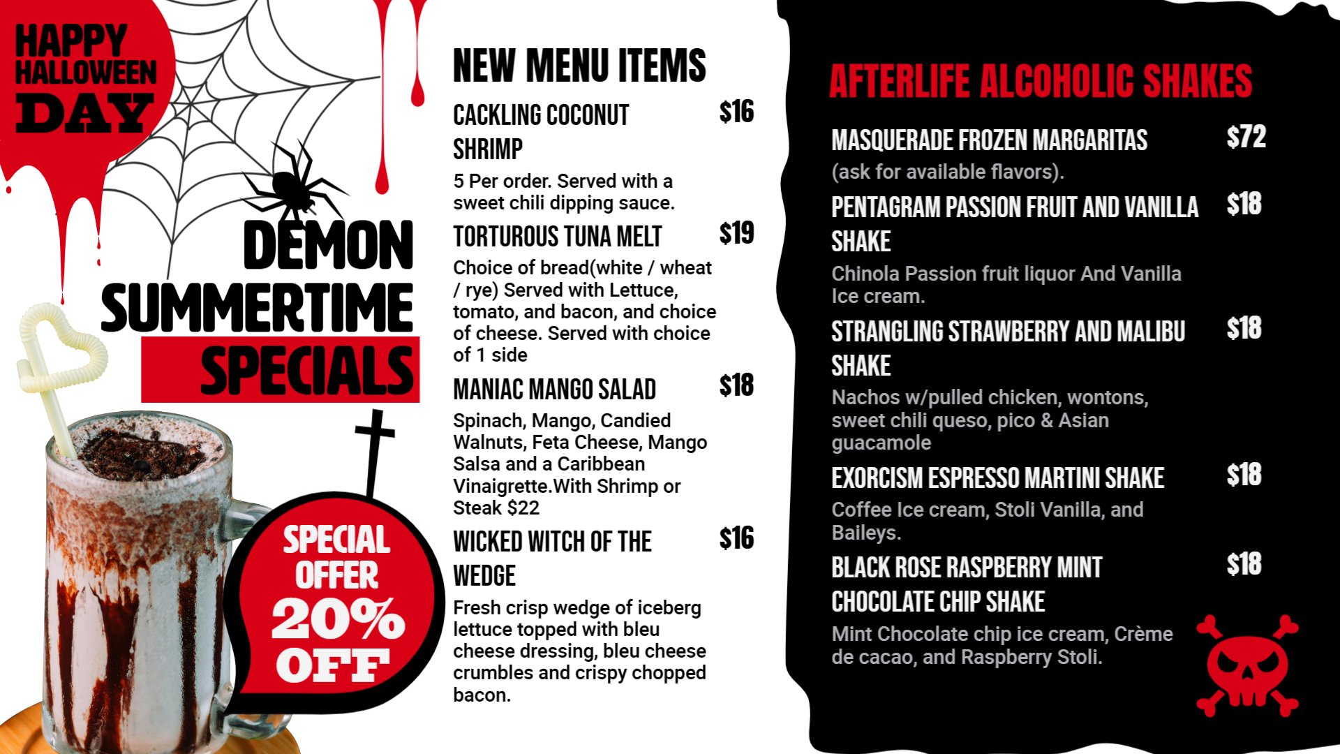 Happy Halloween menu