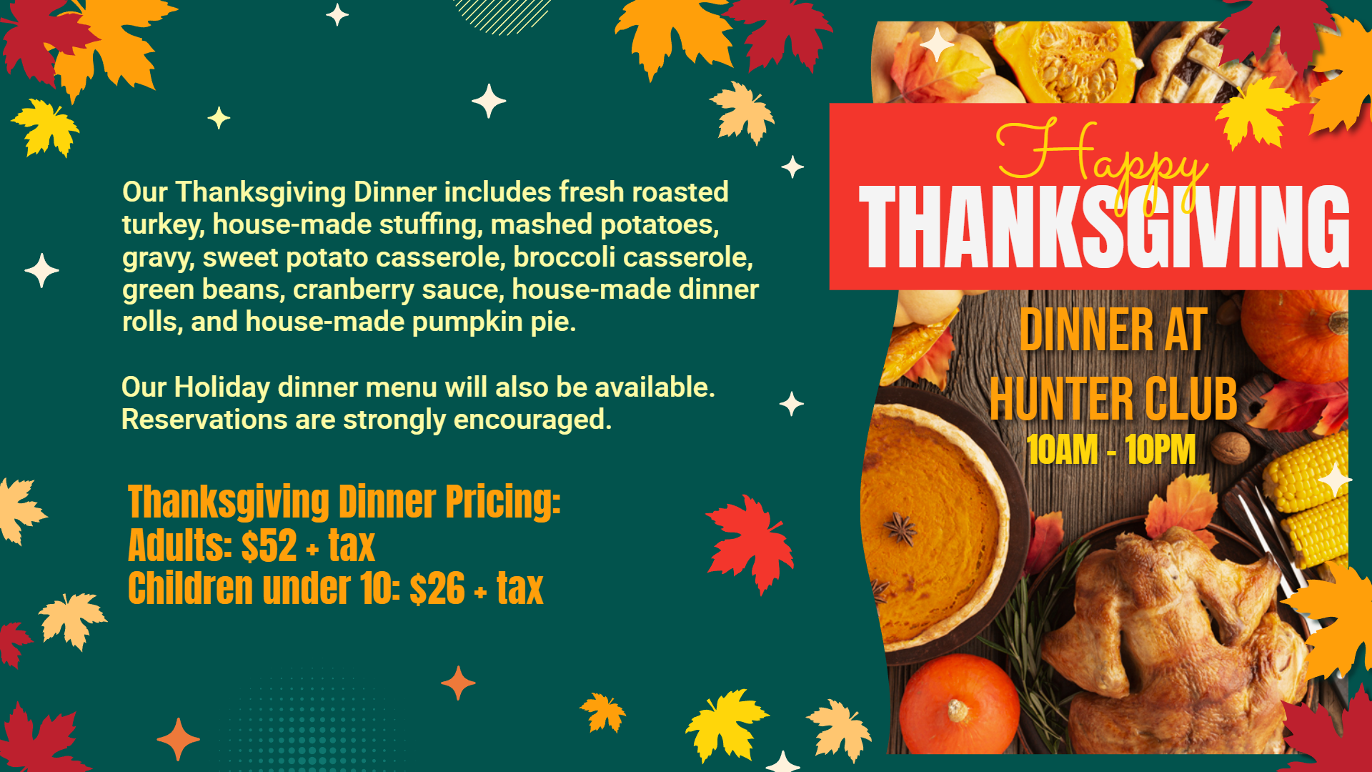 Custom Thanksgiving digital menu